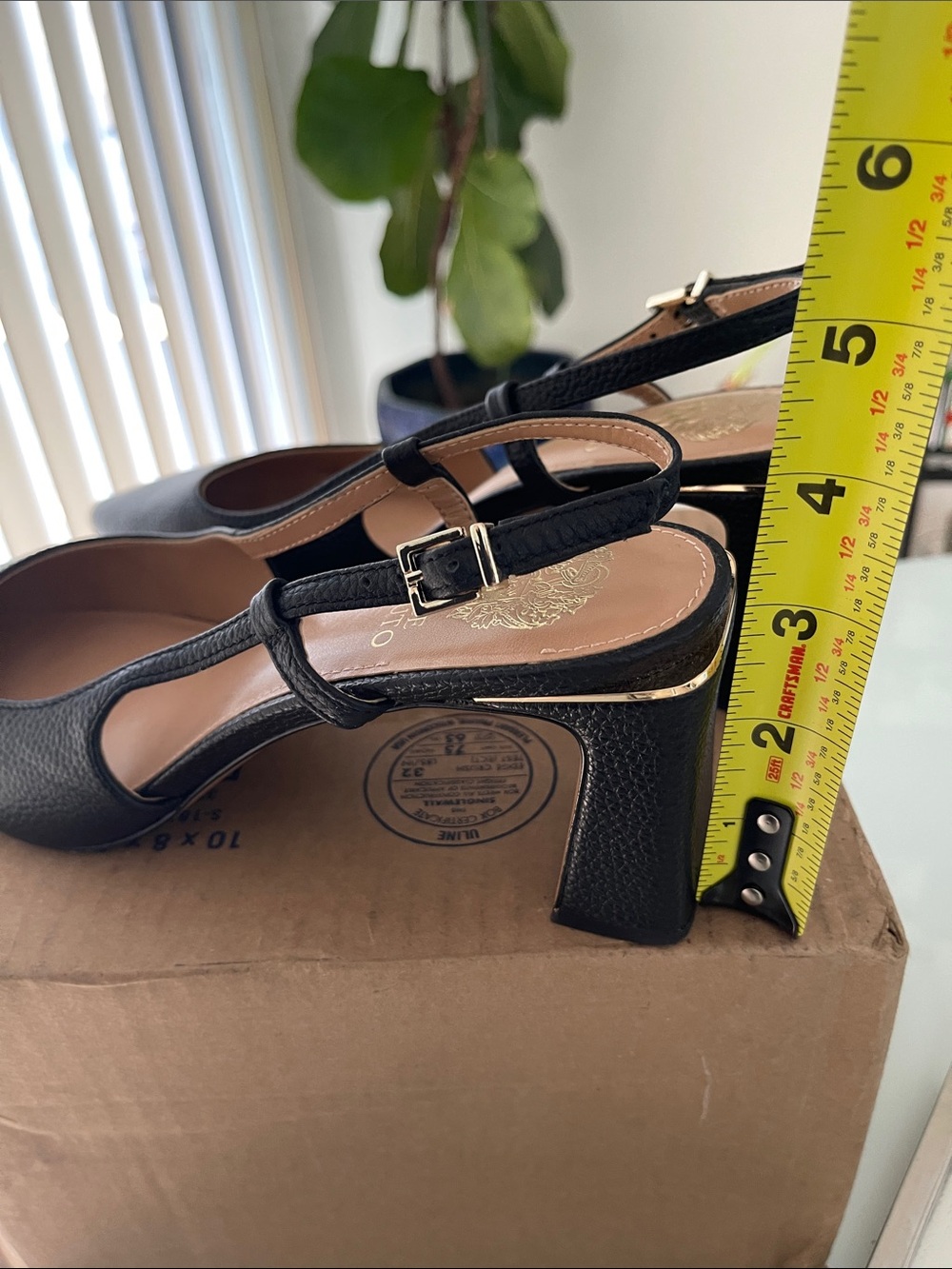 Vince Camuto Black Pointed Slingback Block Heel Pumps - Size 10 - Picture 4 of 6